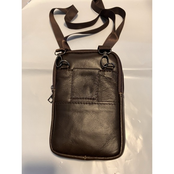 Dark Brown Leather Crossbody Purse Adjustable Straps NEW Multiple Compartments - Picture 3 of 7